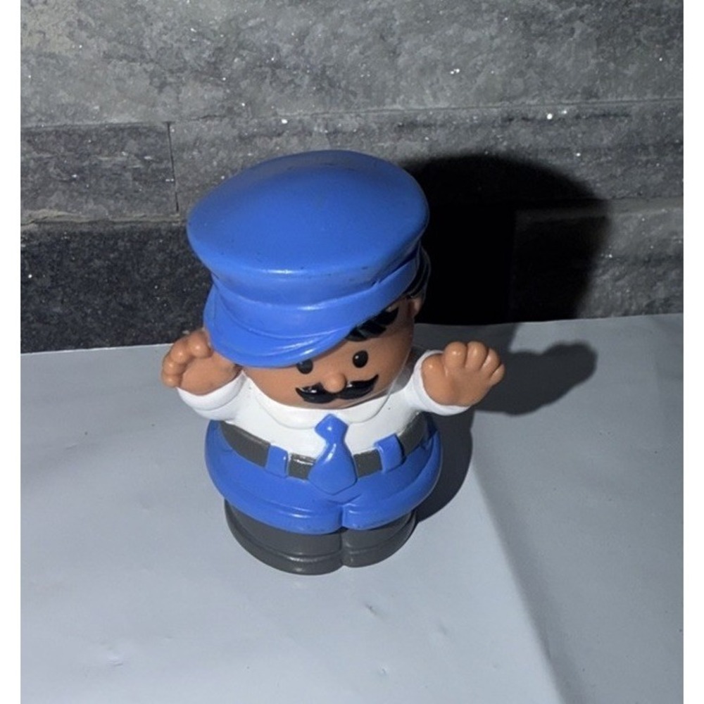 1997 Fisher Price Little People Hispanic Bus Driver In Blue With Black Hair